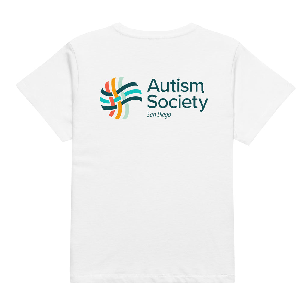 Family Camp Women's High-Waisted Tee in White | Autism Society San Diego