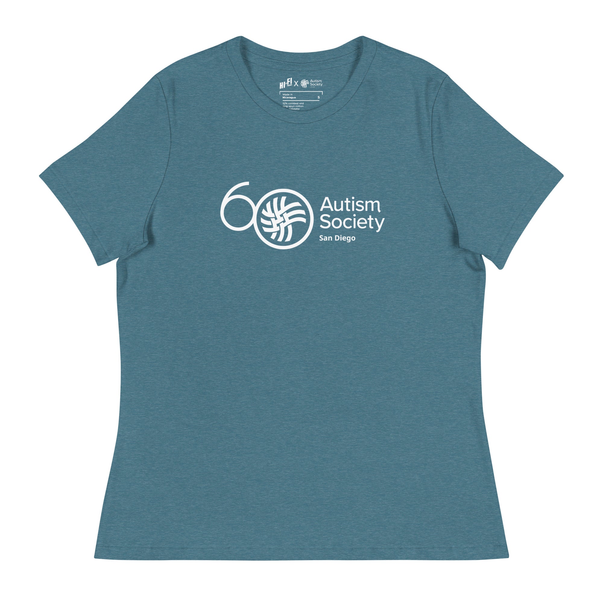 ASSD 60th Logo Women's Tee in Heather Deep Teal | Autism Society San Diego