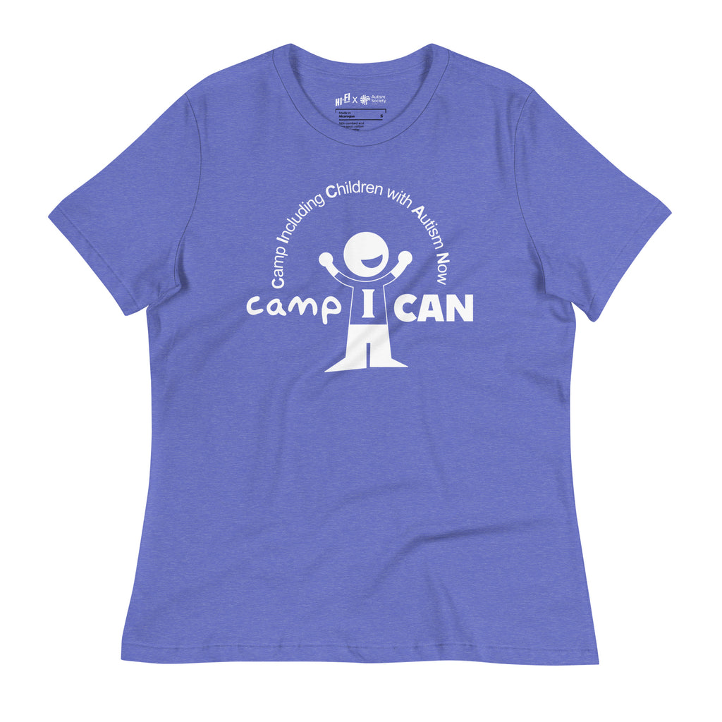 Camp I Can Women's Tee in Heather True Royal | Autism Society San Diego