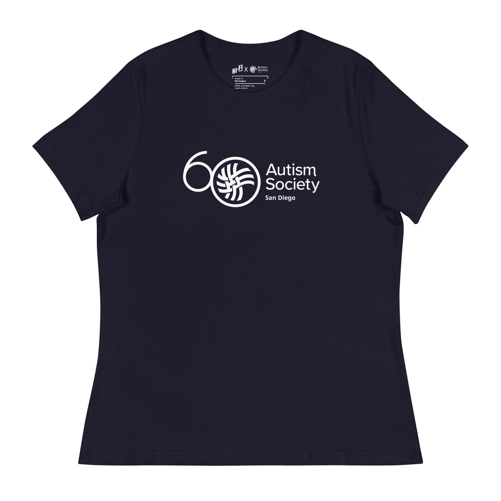 ASSD 60th Logo Women's Tee in Navy | Autism Society San Diego
