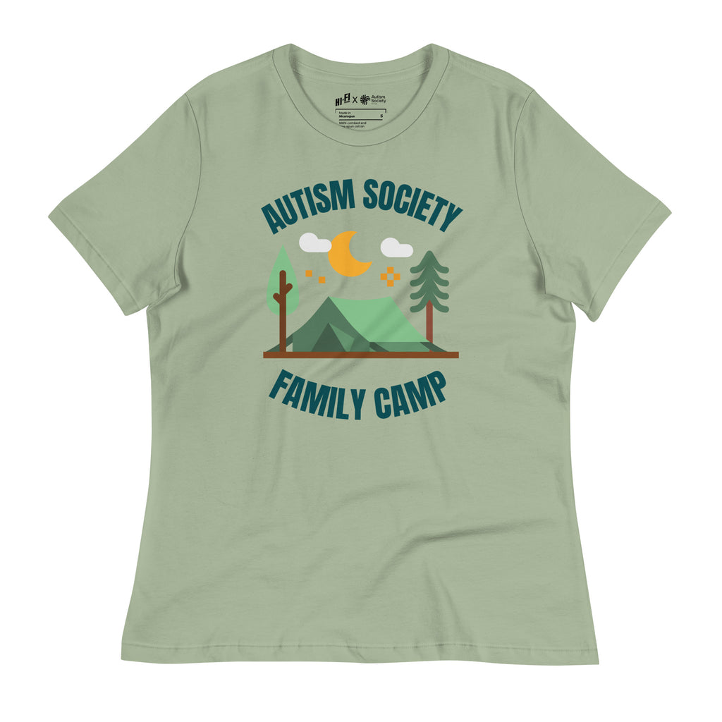 Family Camp Women's Tee in Sage | Autism Society San Diego