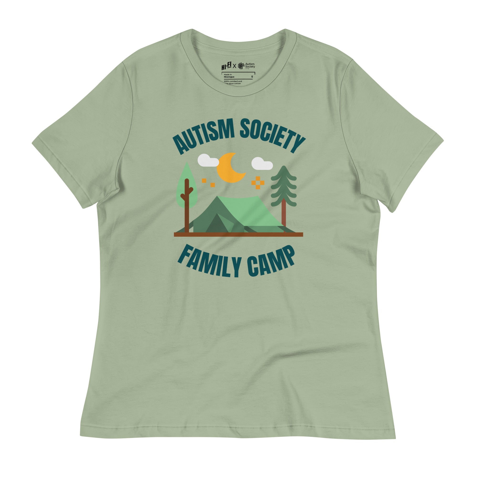 Family Camp Women's Tee in Sage | Autism Society San Diego