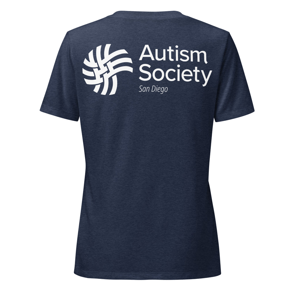 ASSD Essential Logo Women's V-neck Tee in Heather Navy | Autism Society San Diego