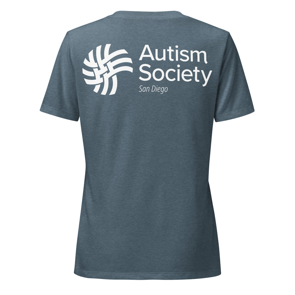 ASSD Essential Logo Women's V-neck Tee in Heather Slate | Autism Society San Diego