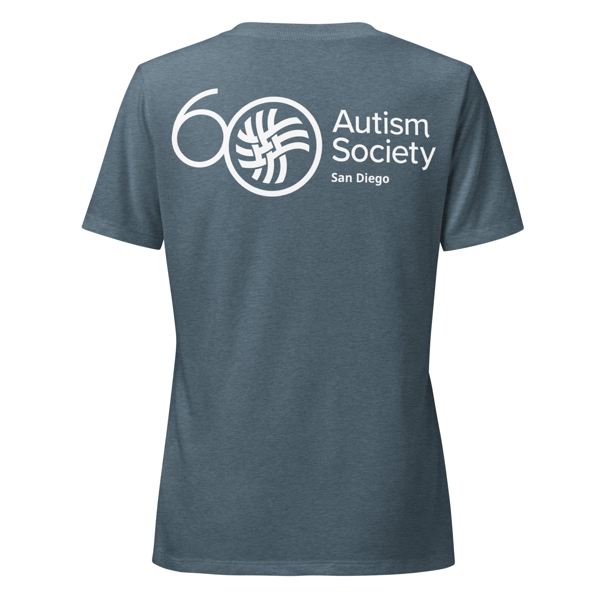 ASSD 60th Logo Women's V-neck Tee in Heather Slate | Autism Society San Diego