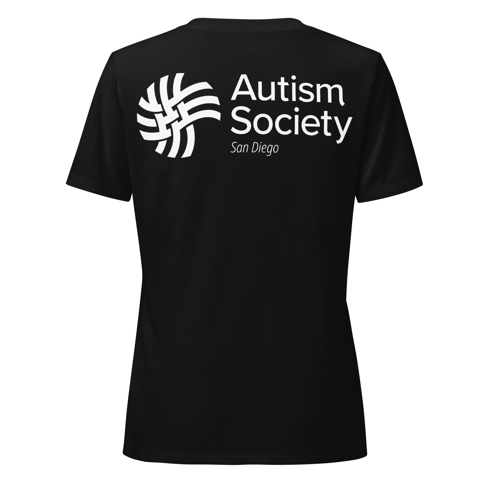 ASSD Essential Logo Women's V-neck Tee in Solid Black Blend | Autism Society San Diego