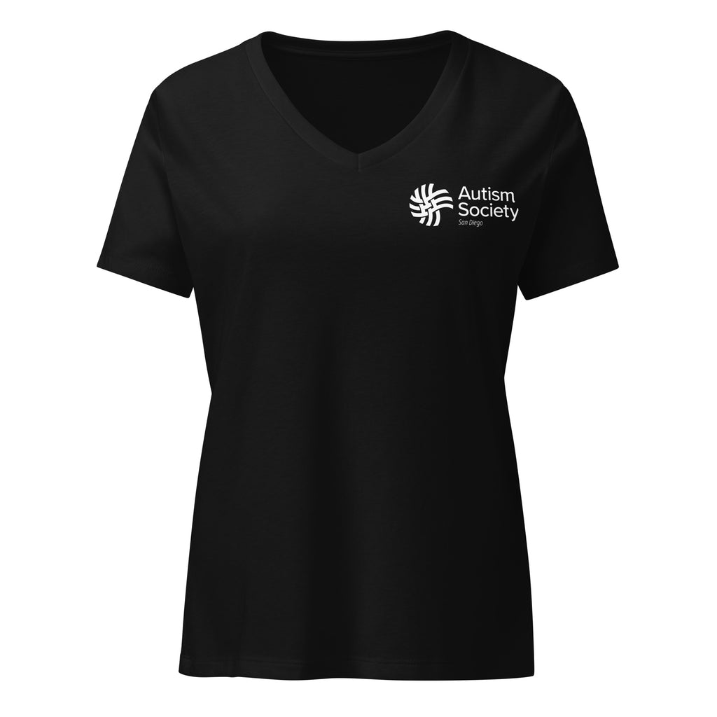 ASSD Essential Logo Women's V-neck Tee in Solid Black Blend | Autism Society San Diego