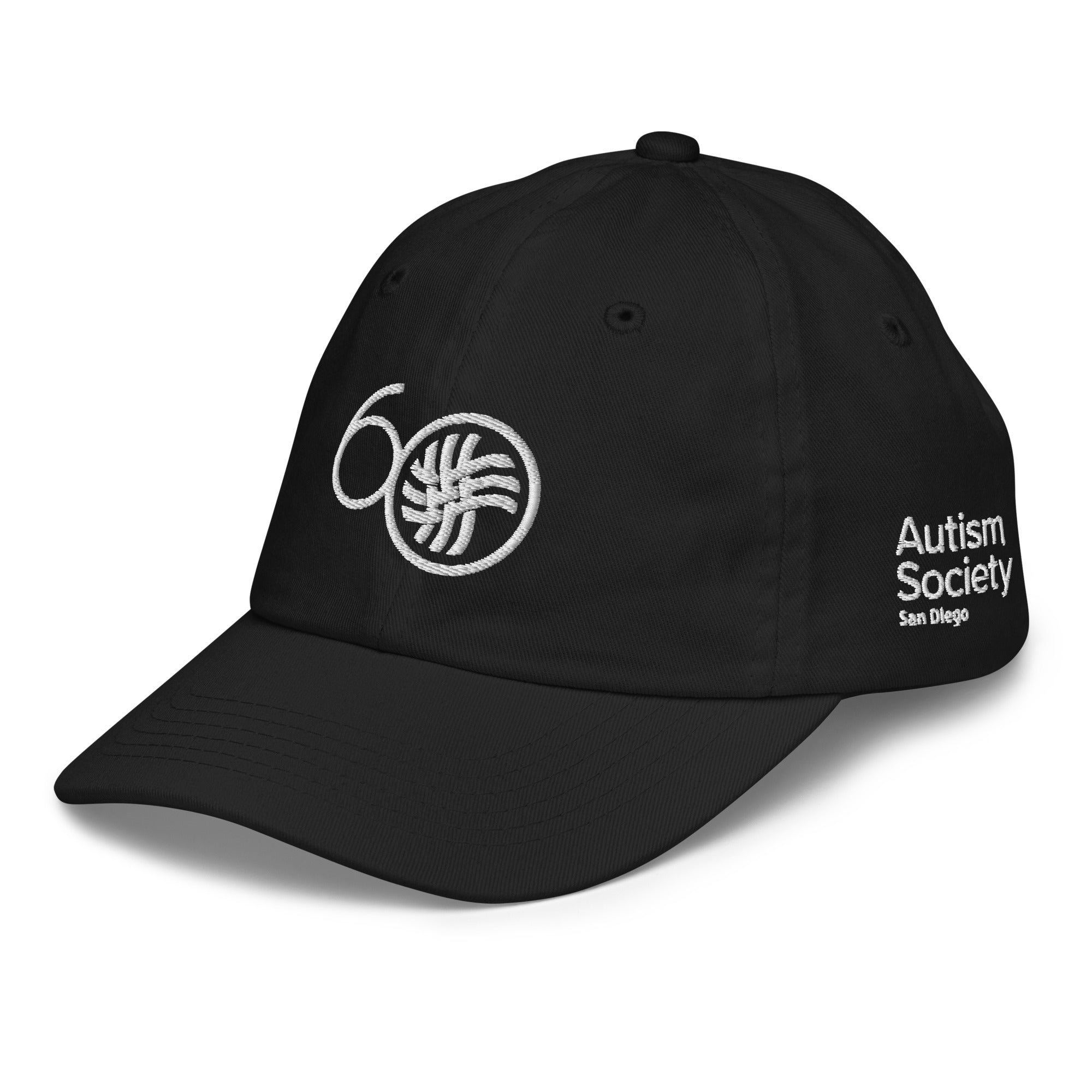 ASSD 60th Logo Youth Baseball Cap in Black | Autism Society San Diego
