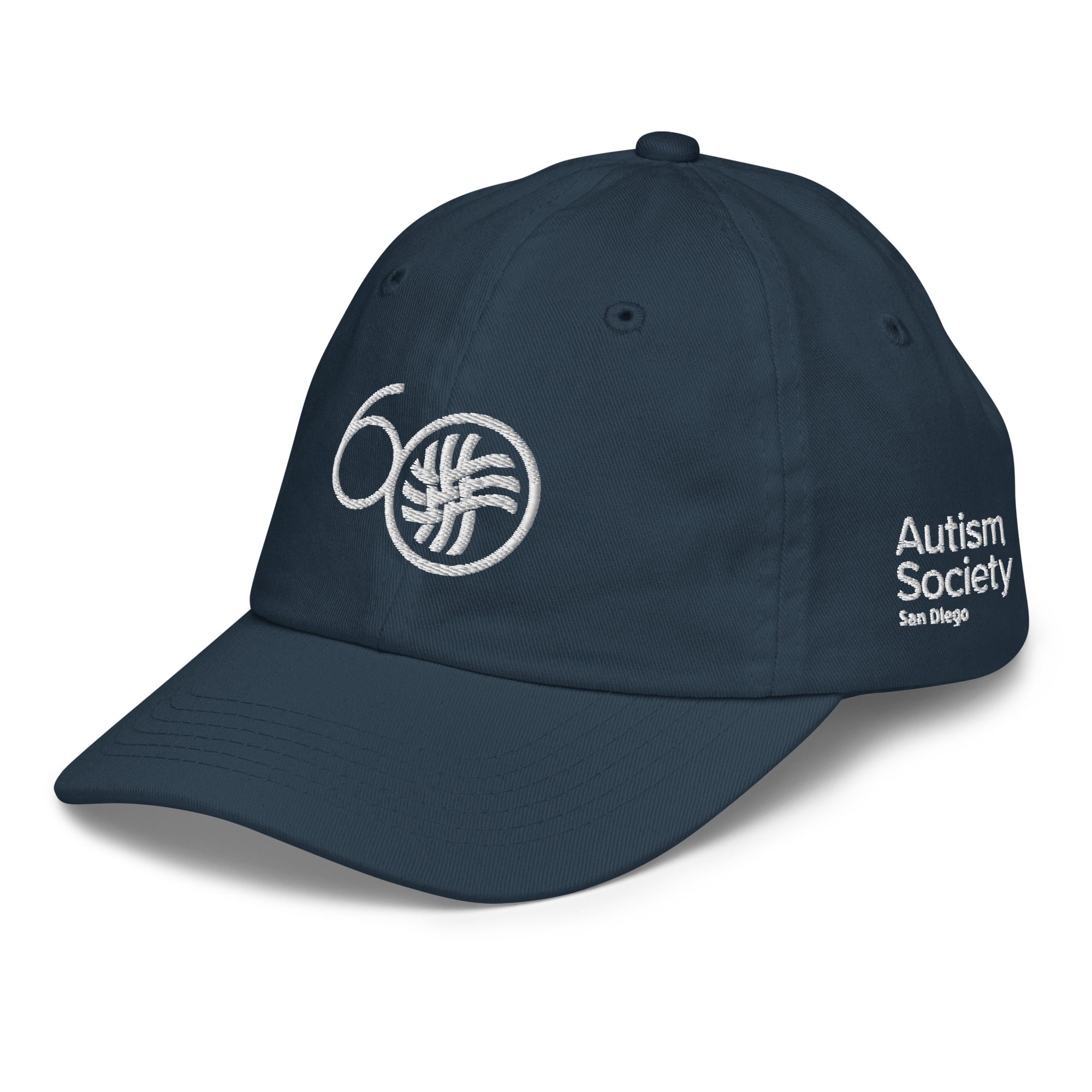 ASSD 60th Logo Youth Baseball Cap in Navy | Autism Society San Diego