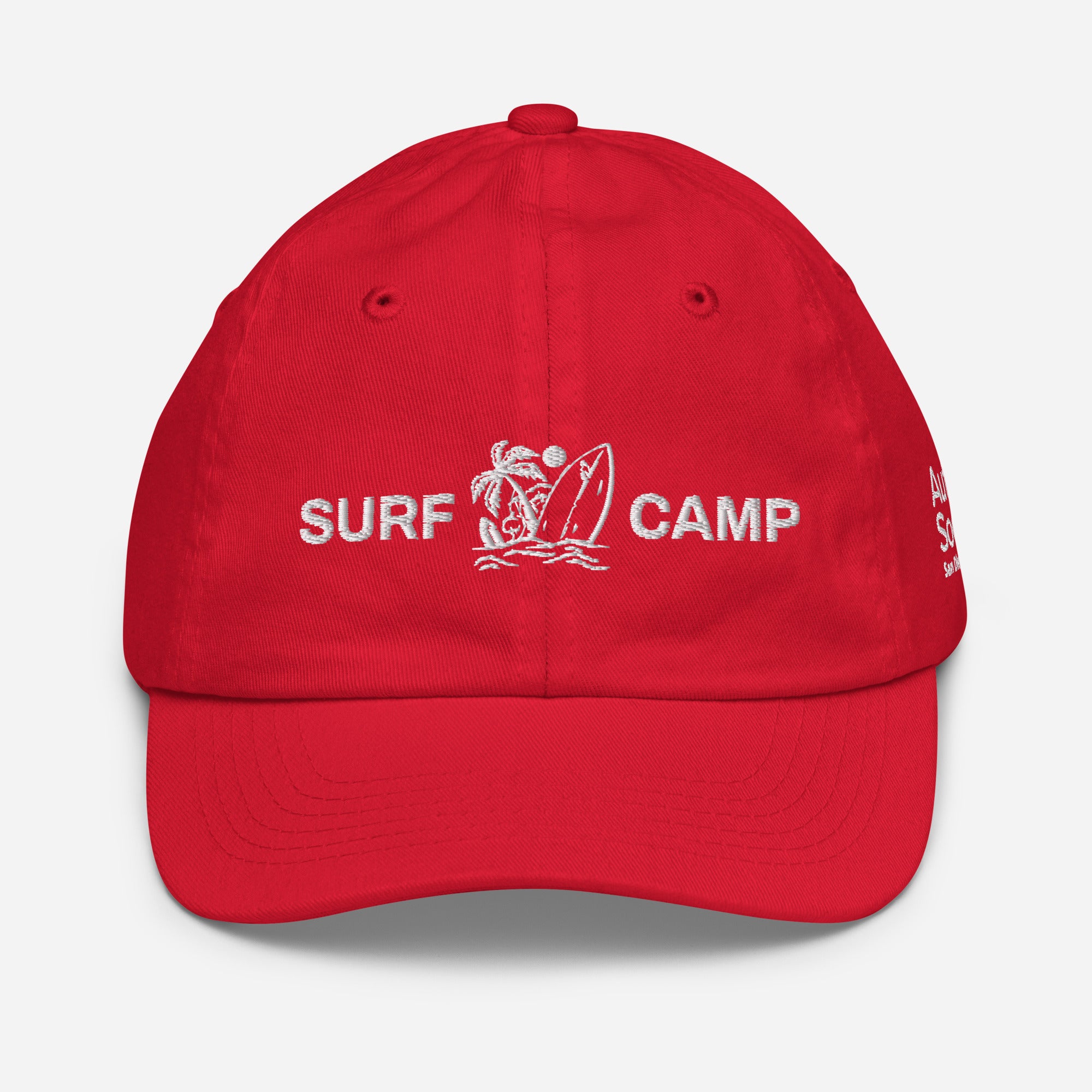 Surf Camp Youth Baseball Cap in Red | Autism Society San Diego