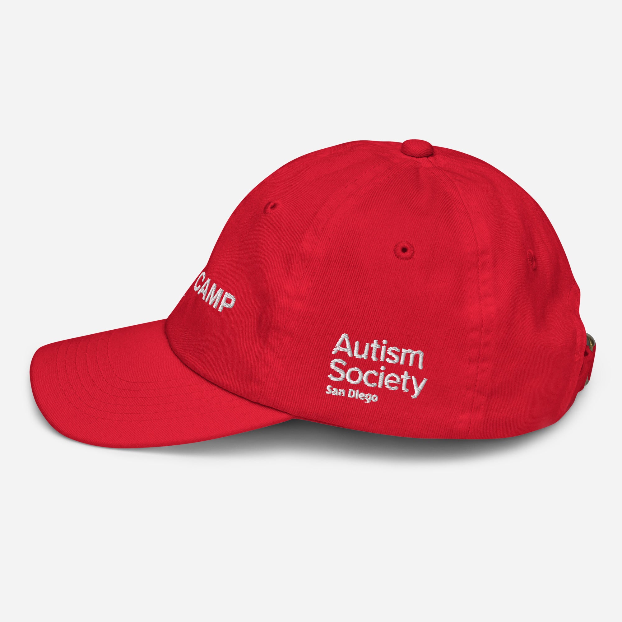 Surf Camp Youth Baseball Cap in Red | Autism Society San Diego