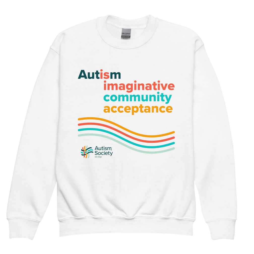 Autism Is Imaginative Youth Sweatshirt in White | Autism Society San Diego