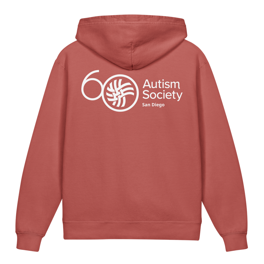 ASSD 60th Logo Youth Hoodie in Crimson | Autism Society San Diego