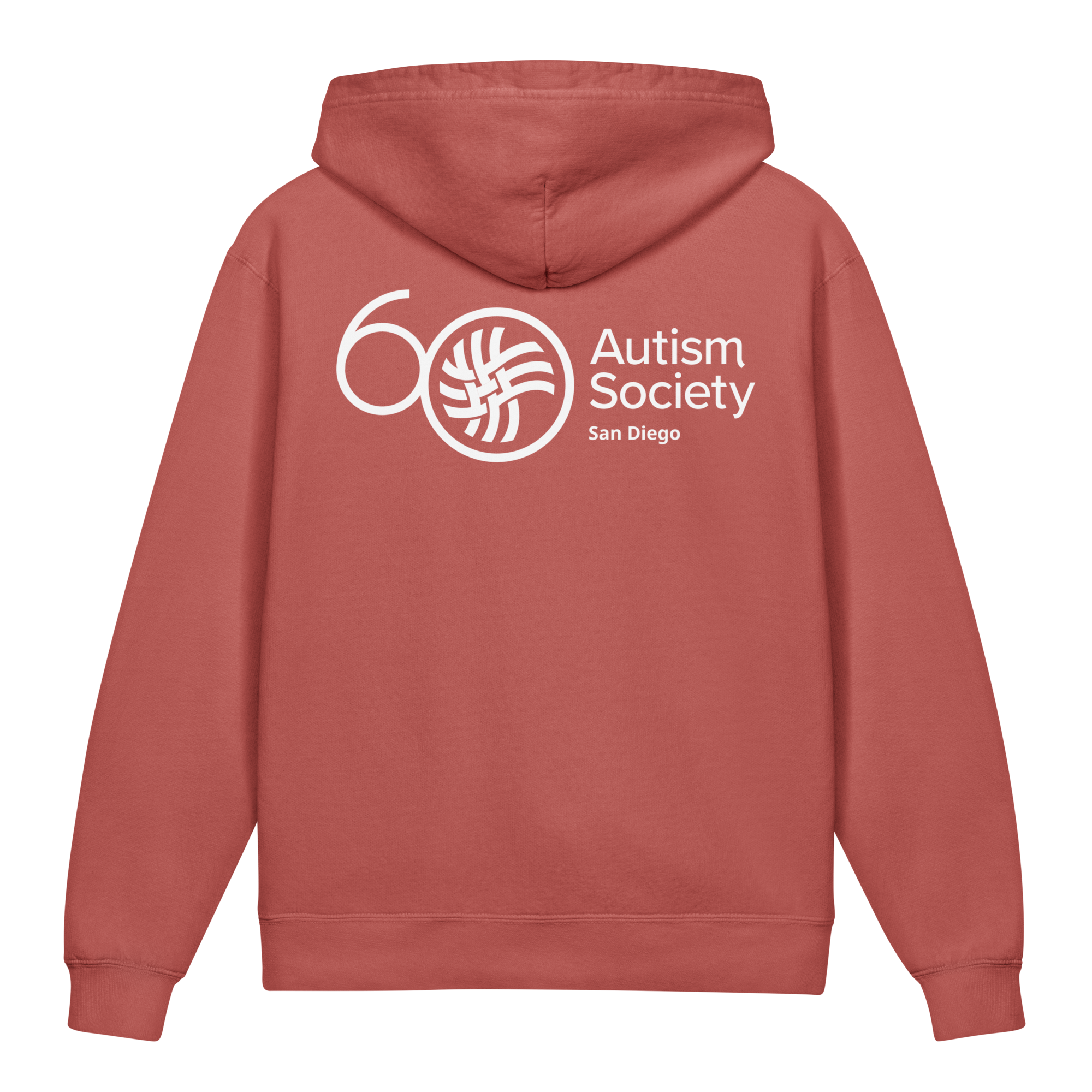 ASSD 60th Logo Youth Hoodie in Crimson | Autism Society San Diego