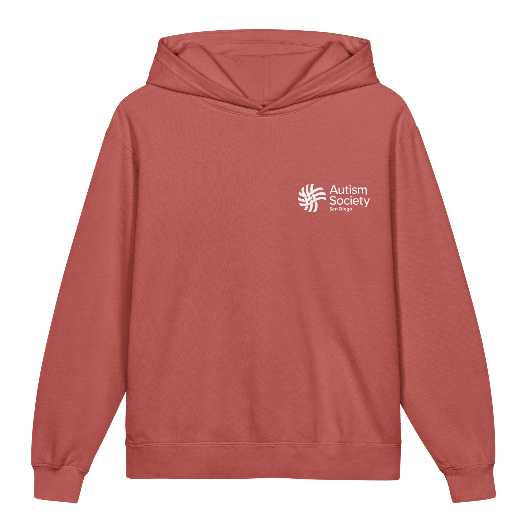 ASSD Essential Logo Youth Hoodie in Crimson | Autism Society San Diego
