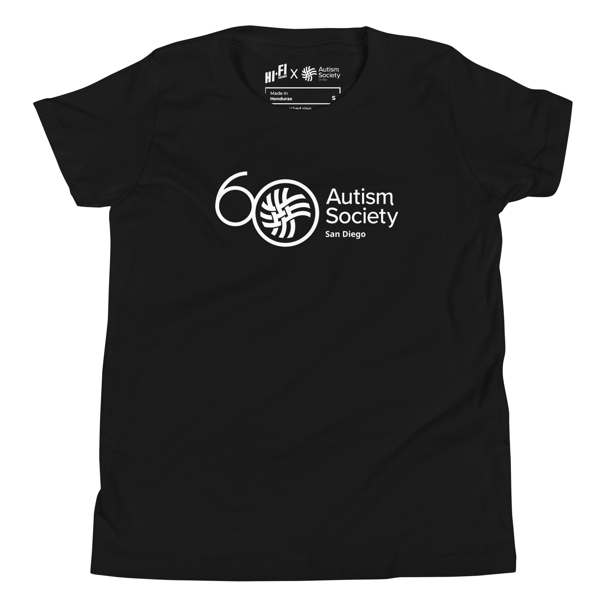 ASSD 60th Logo Youth Tee in Black | Autism Society San Diego