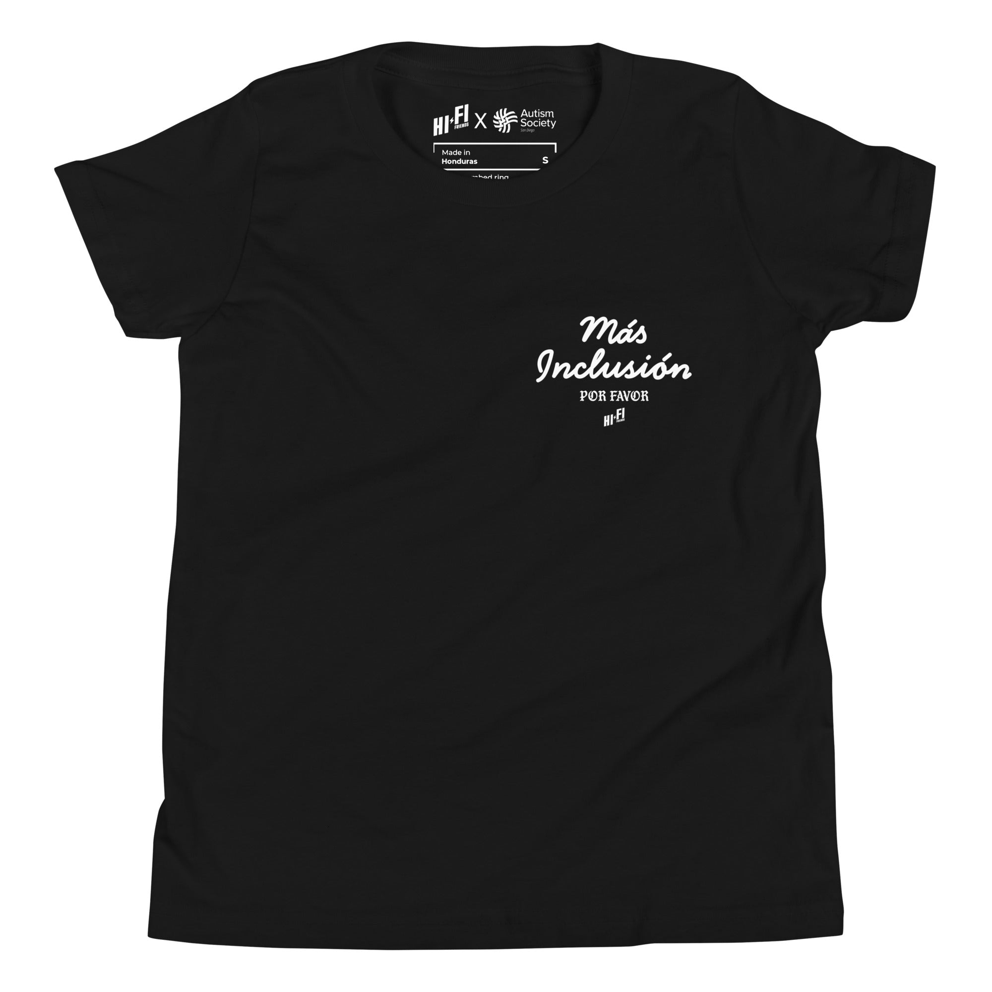 Más Inclusión Youth Tee in Black | Autism Society San Diego