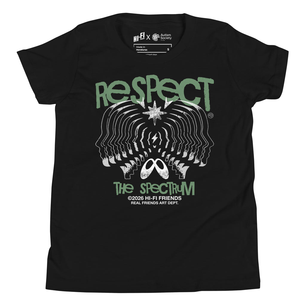 Respect The Spectrum Youth Tee in Black | Autism Society San Diego