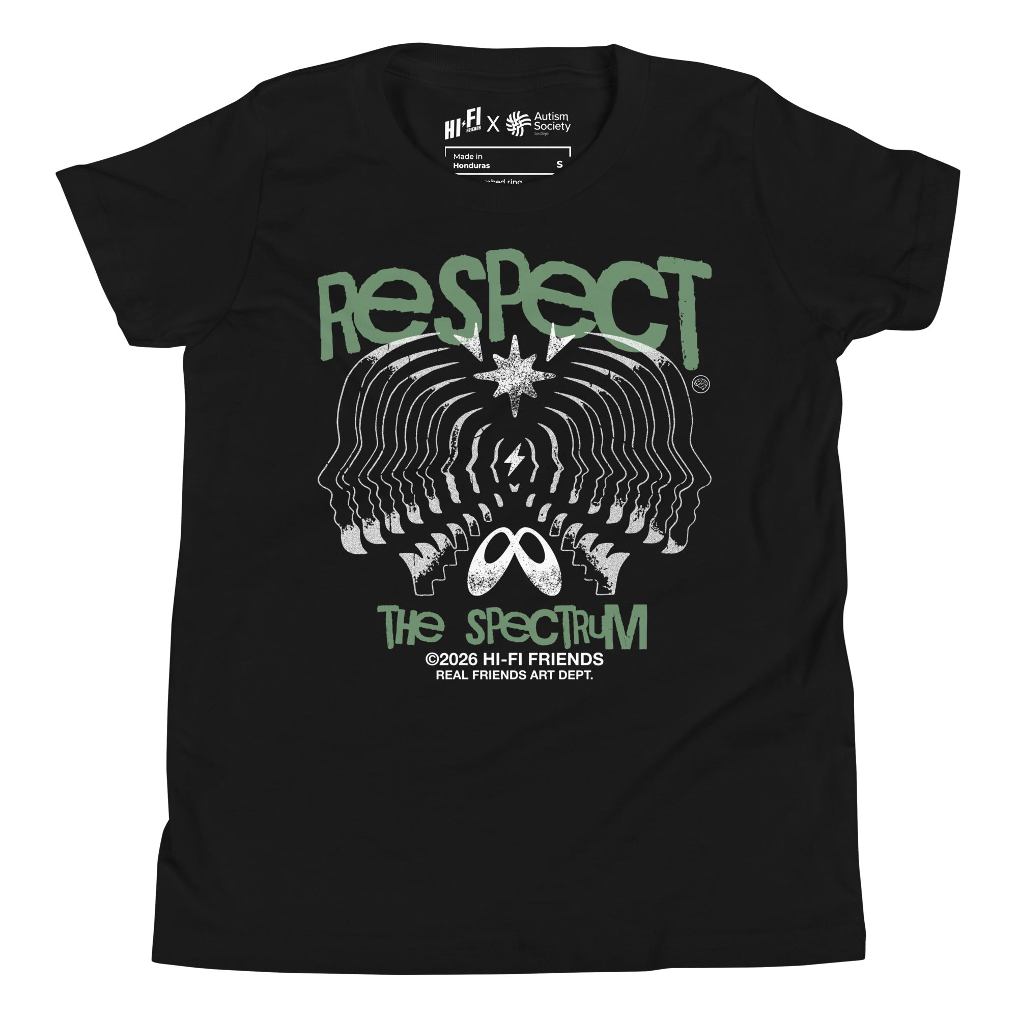 Respect The Spectrum Youth Tee in Black | Autism Society San Diego