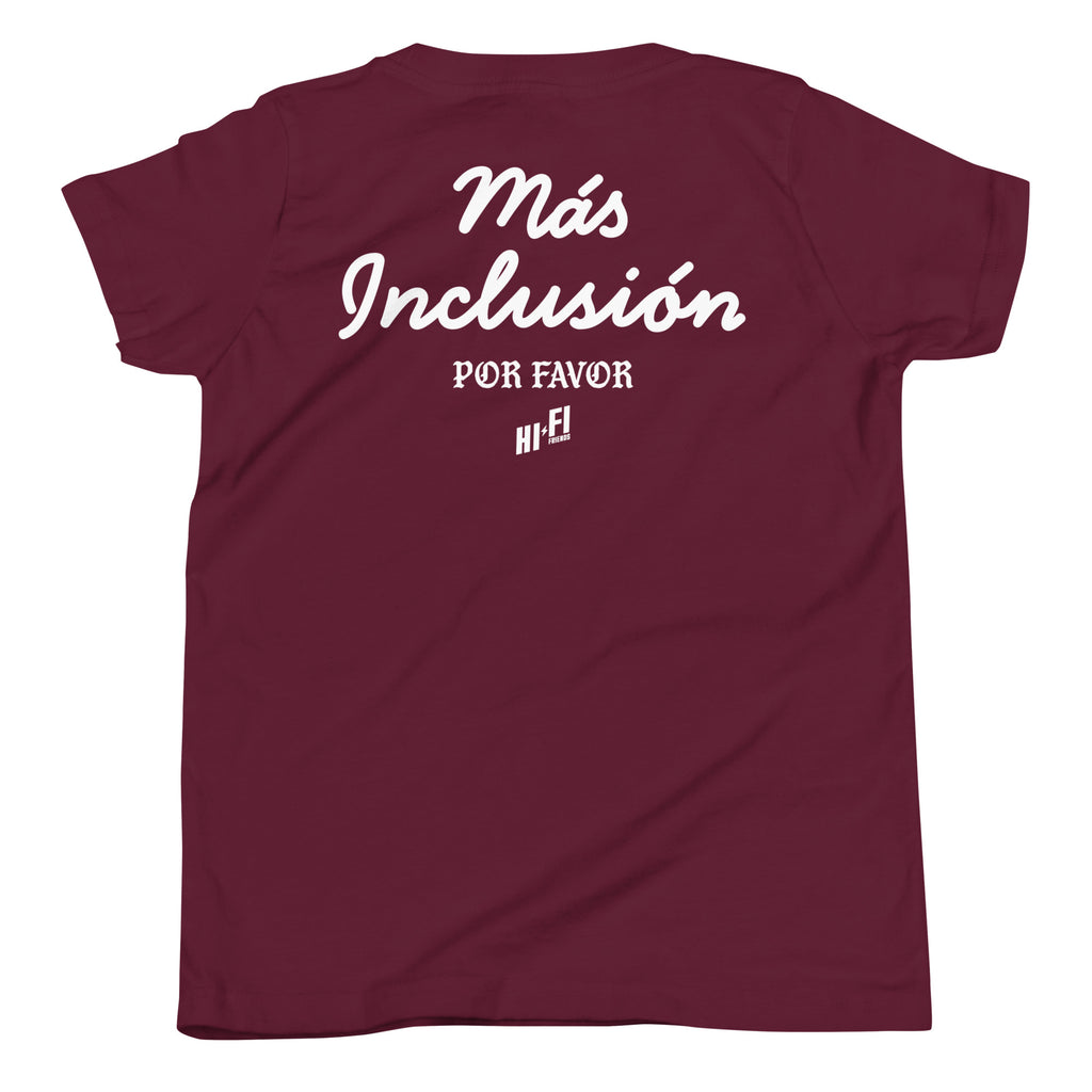 Más Inclusión Youth Tee in Maroon | Autism Society San Diego