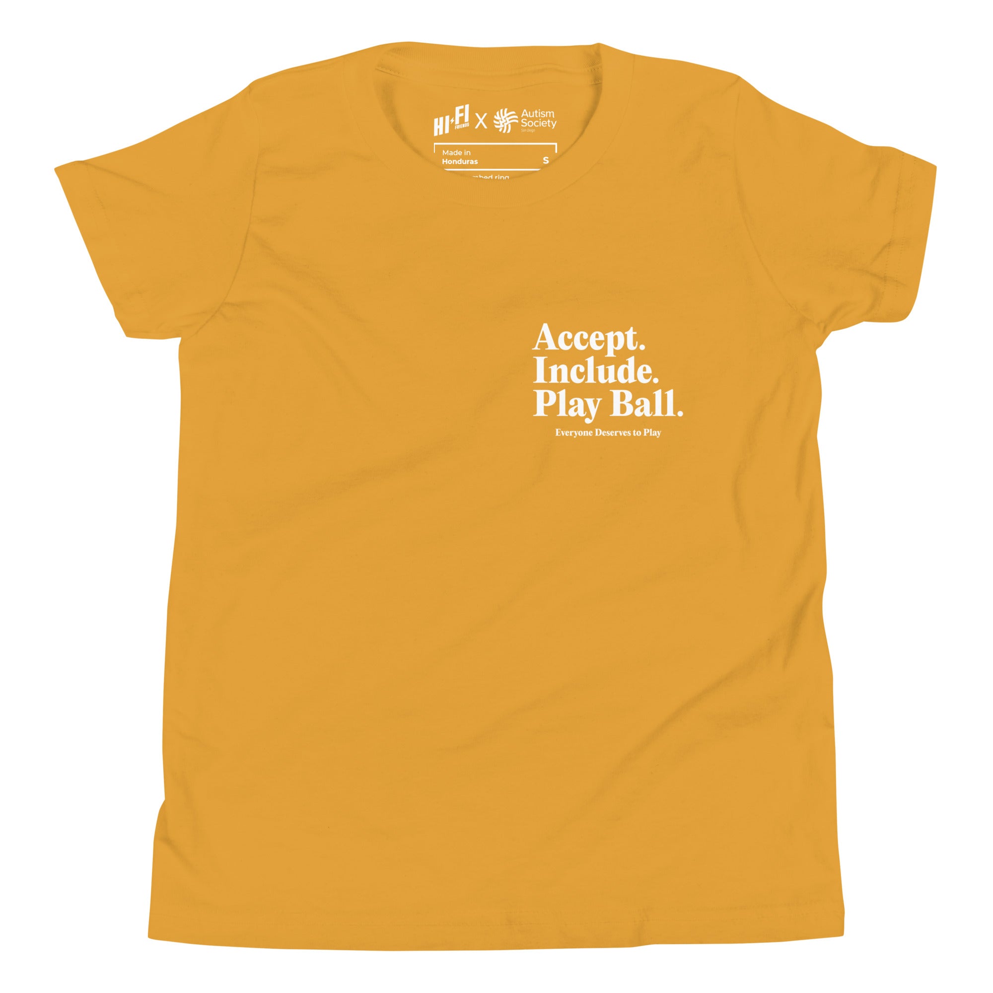 Real Friends Stadium Youth Tee in Mustard | Autism Society San Diego