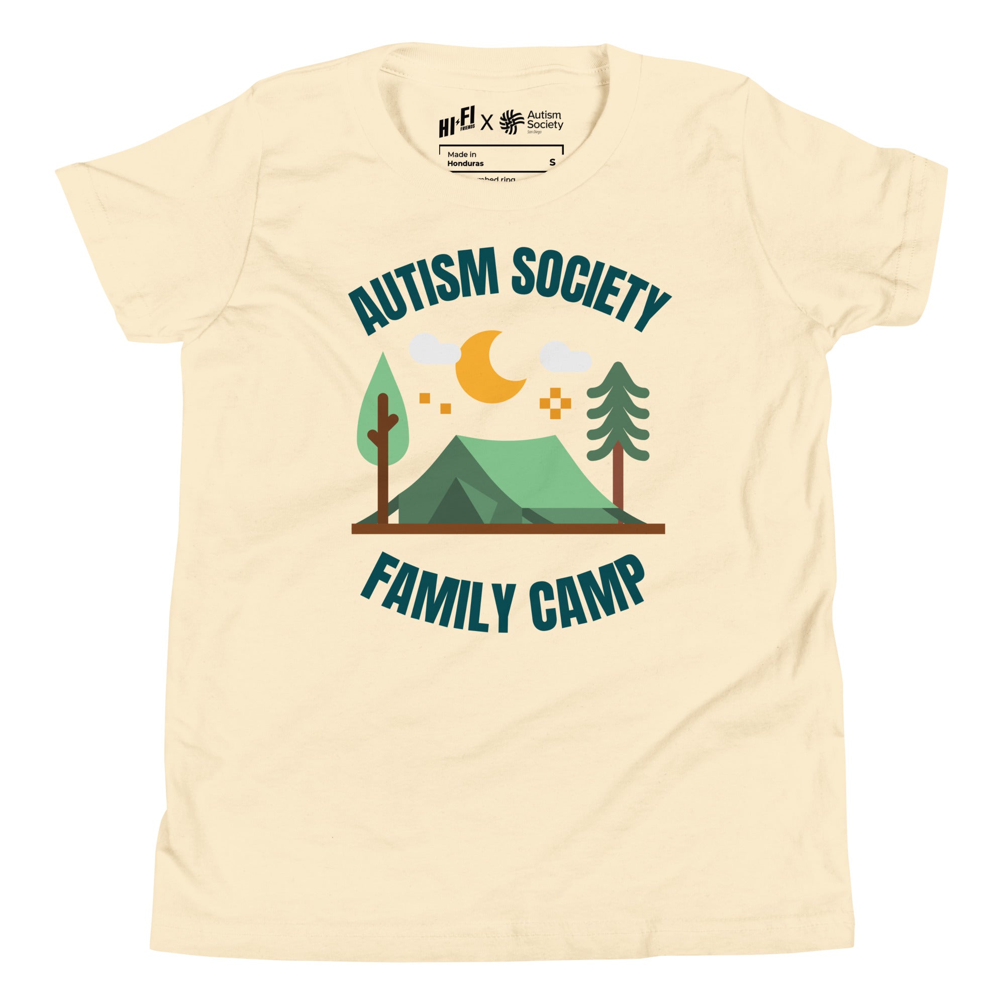Family Camp Youth Tee in Natural | Autism Society San Diego