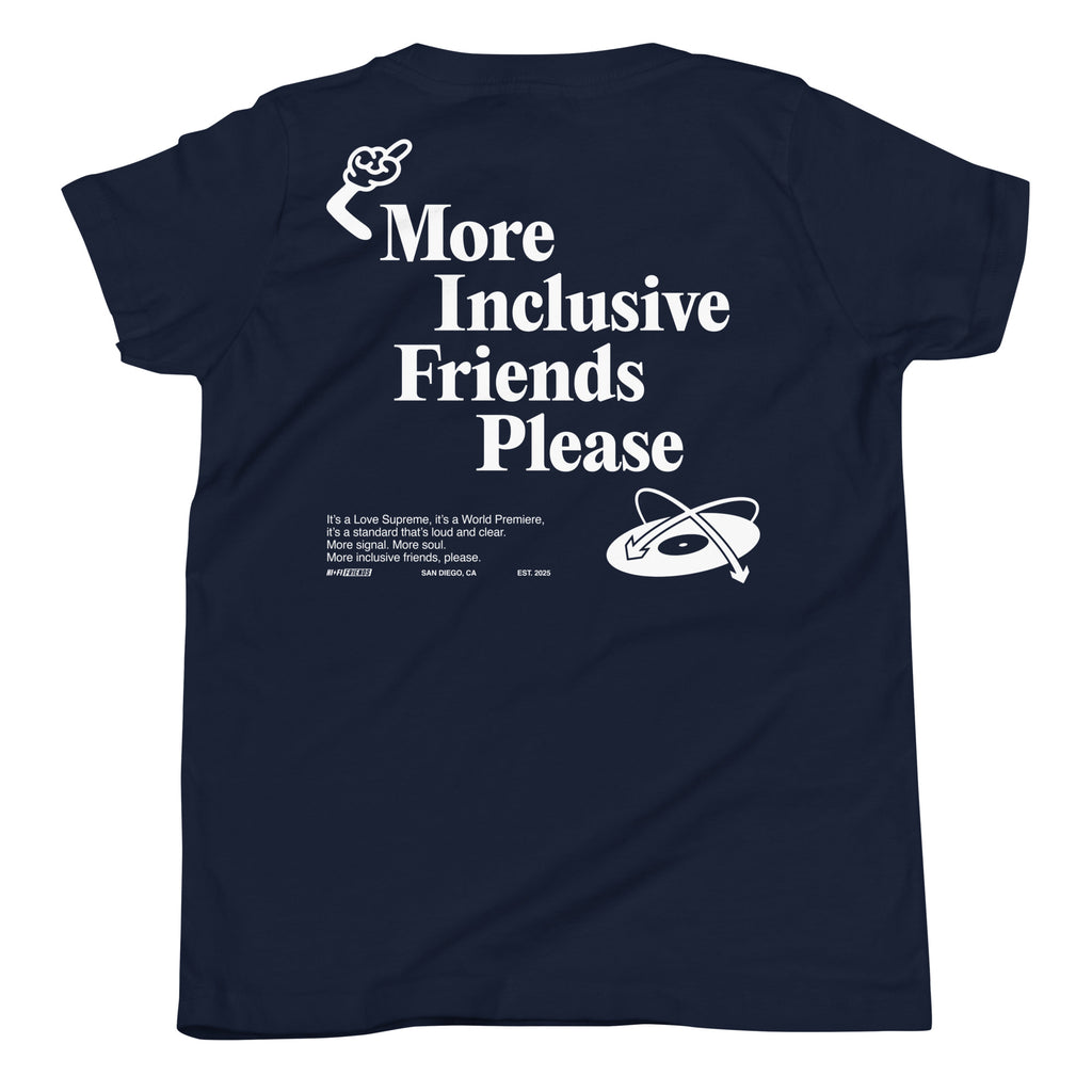 More Inclusive Friends Please Youth Tee in Navy | Autism Society San Diego