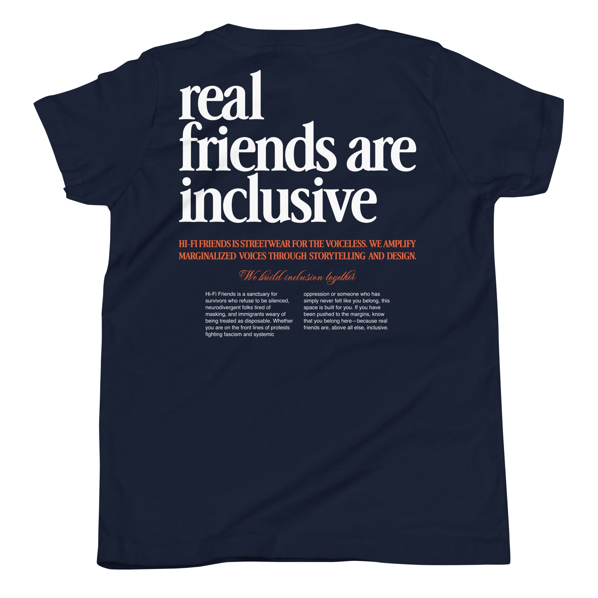 We Build Inclusion Together Youth Tee in Navy | Autism Society San Diego