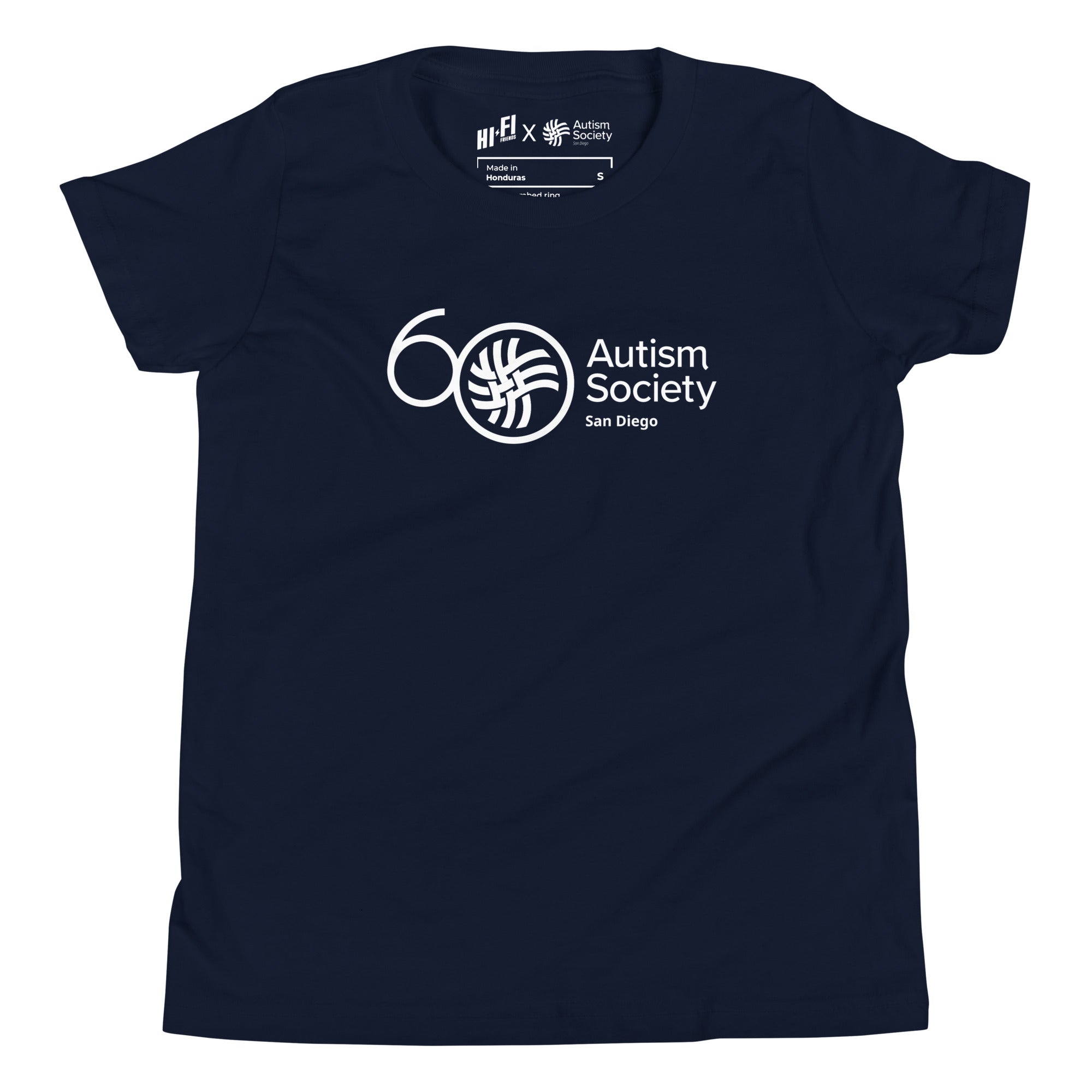 ASSD 60th Logo Youth Tee in Navy | Autism Society San Diego