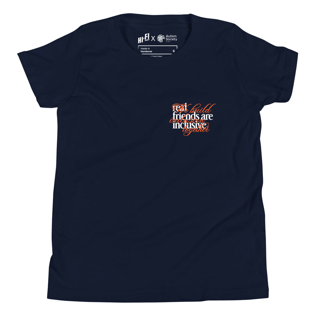 We Build Inclusion Together Youth Tee in Navy | Autism Society San Diego