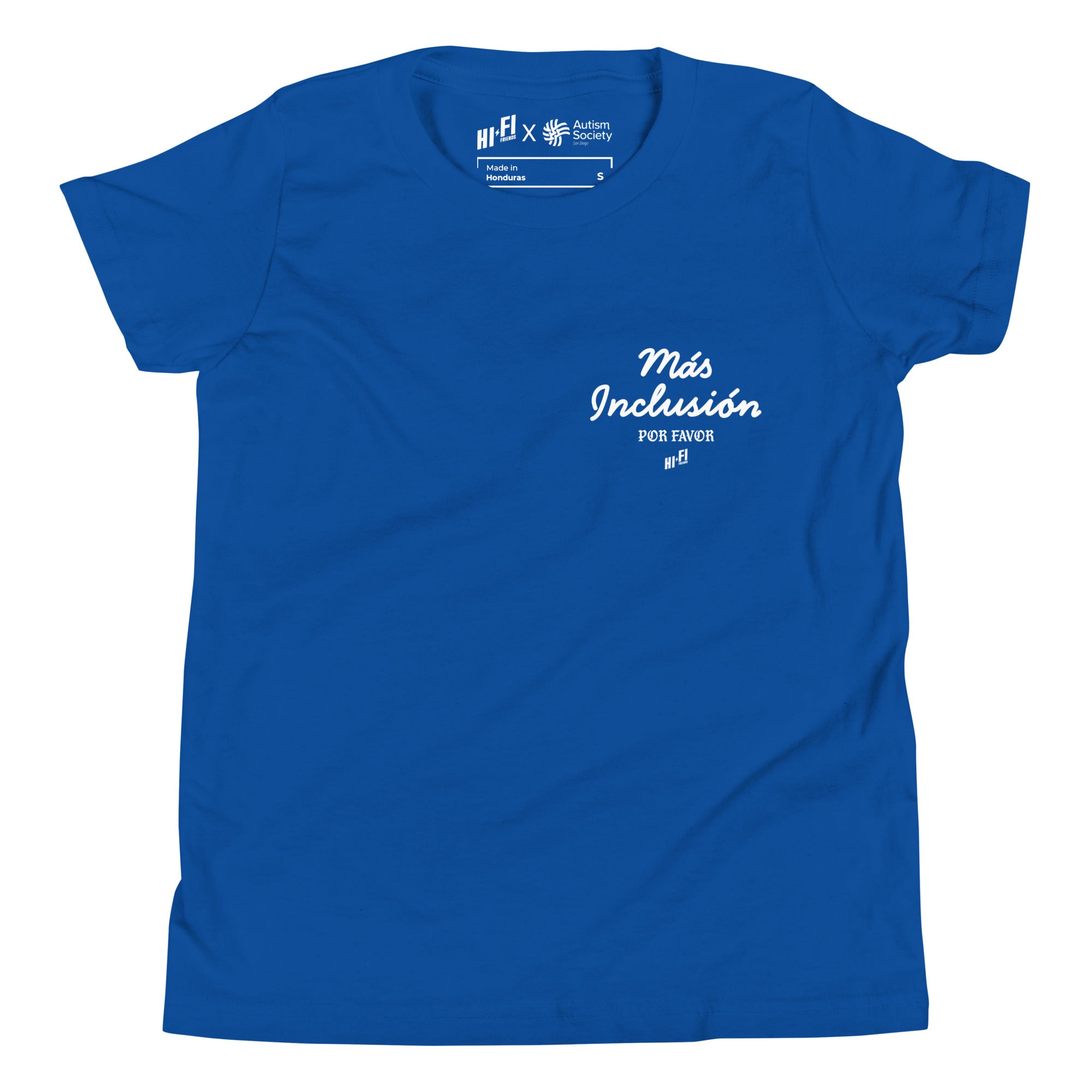 Más Inclusión Youth Tee in True Royal | Autism Society San Diego