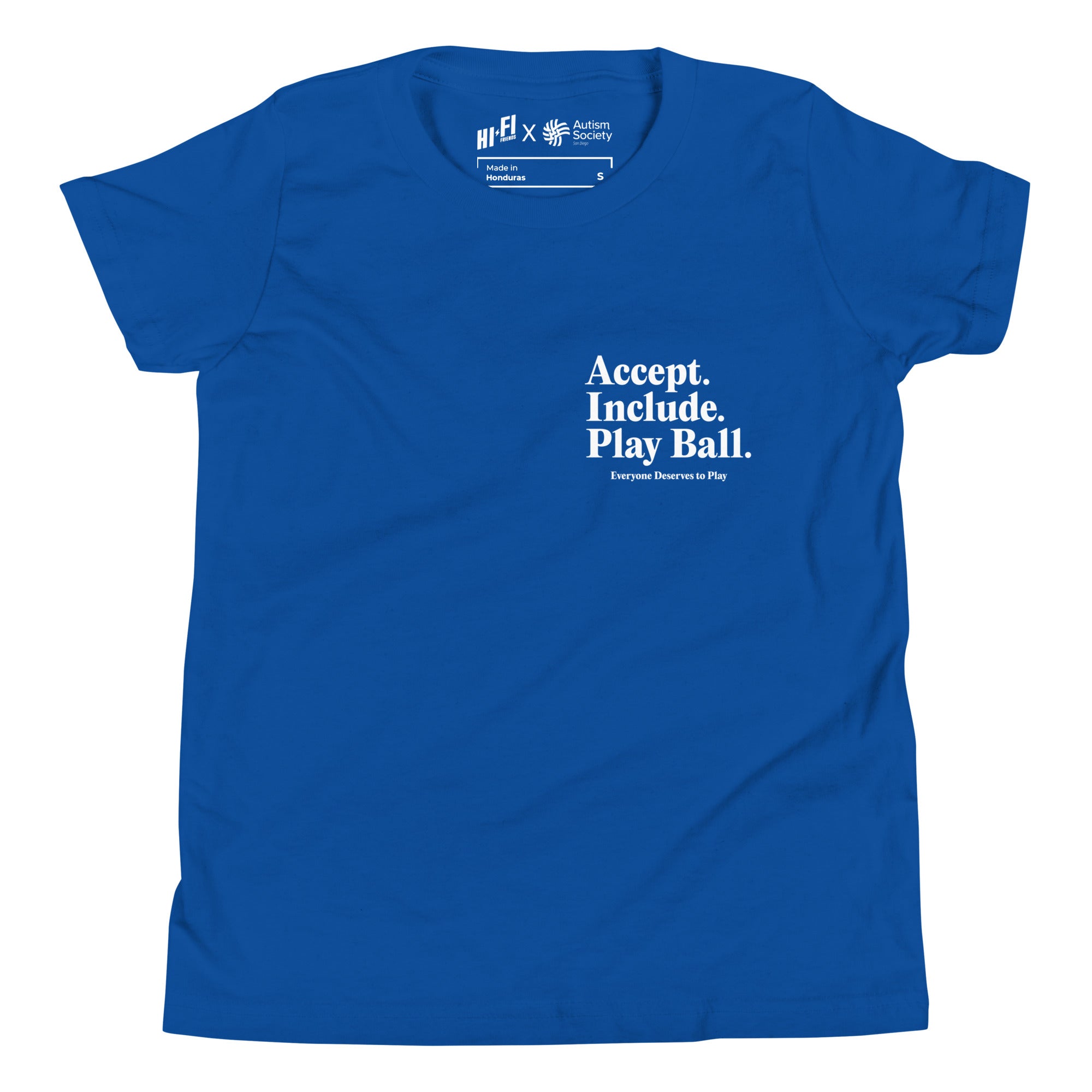 Real Friends Stadium Youth Tee in True Royal | Autism Society San Diego