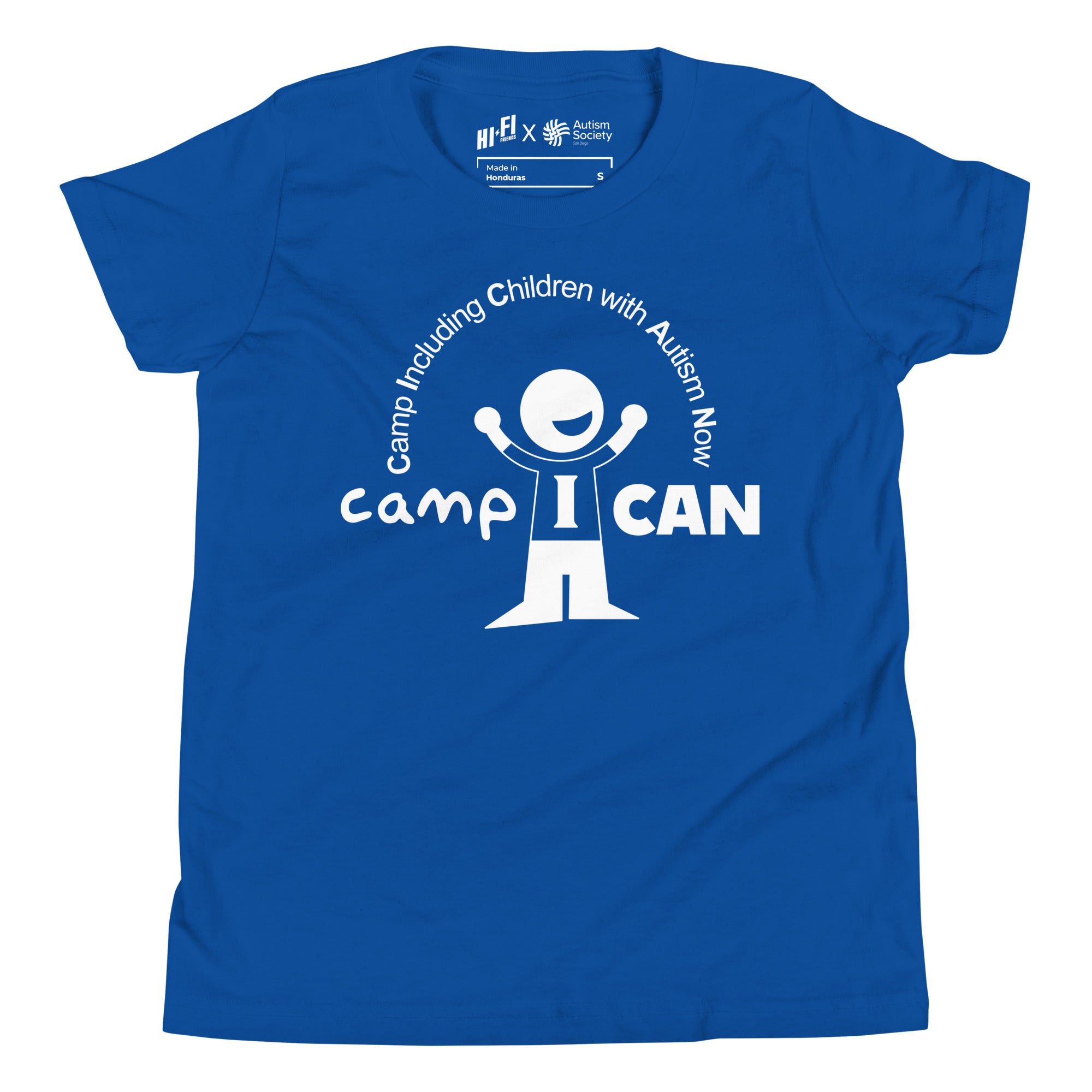 Camp I Can Youth Tee in True Royal | Autism Society San Diego