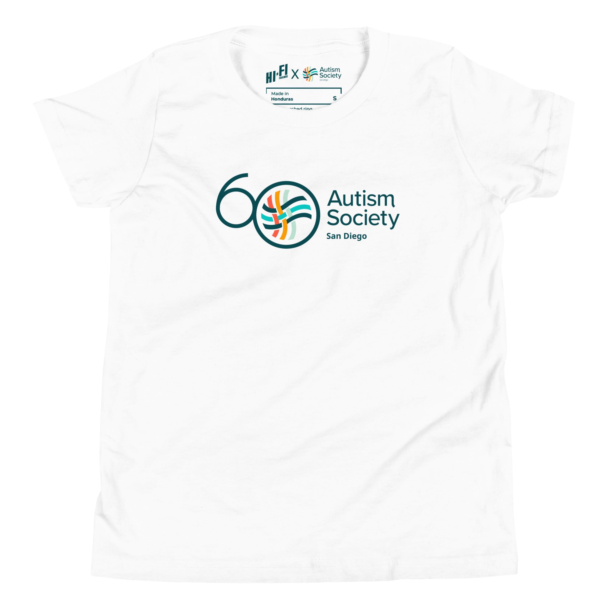 ASSD 60th Logo Youth Tee in White | Autism Society San Diego