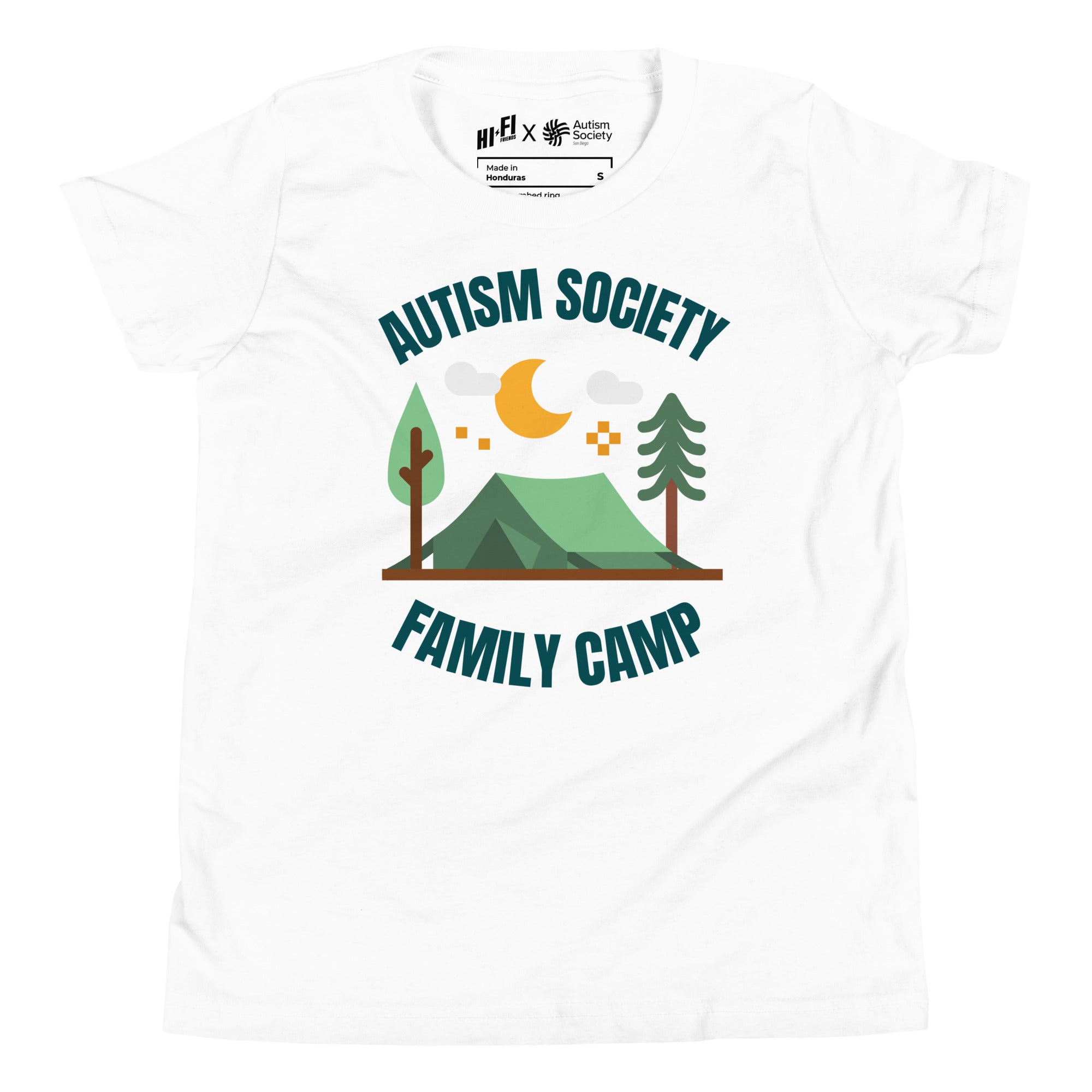 Family Camp Youth Tee in White | Autism Society San Diego